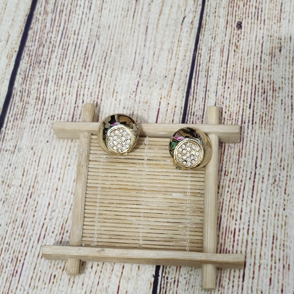 Vintage Runway MIMI di N Gold Dome Couture Clip-on Earrings